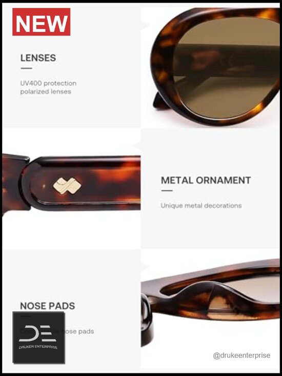 Oversized Polarized Aviator Sunglasses UV Protection Retro 70s Style